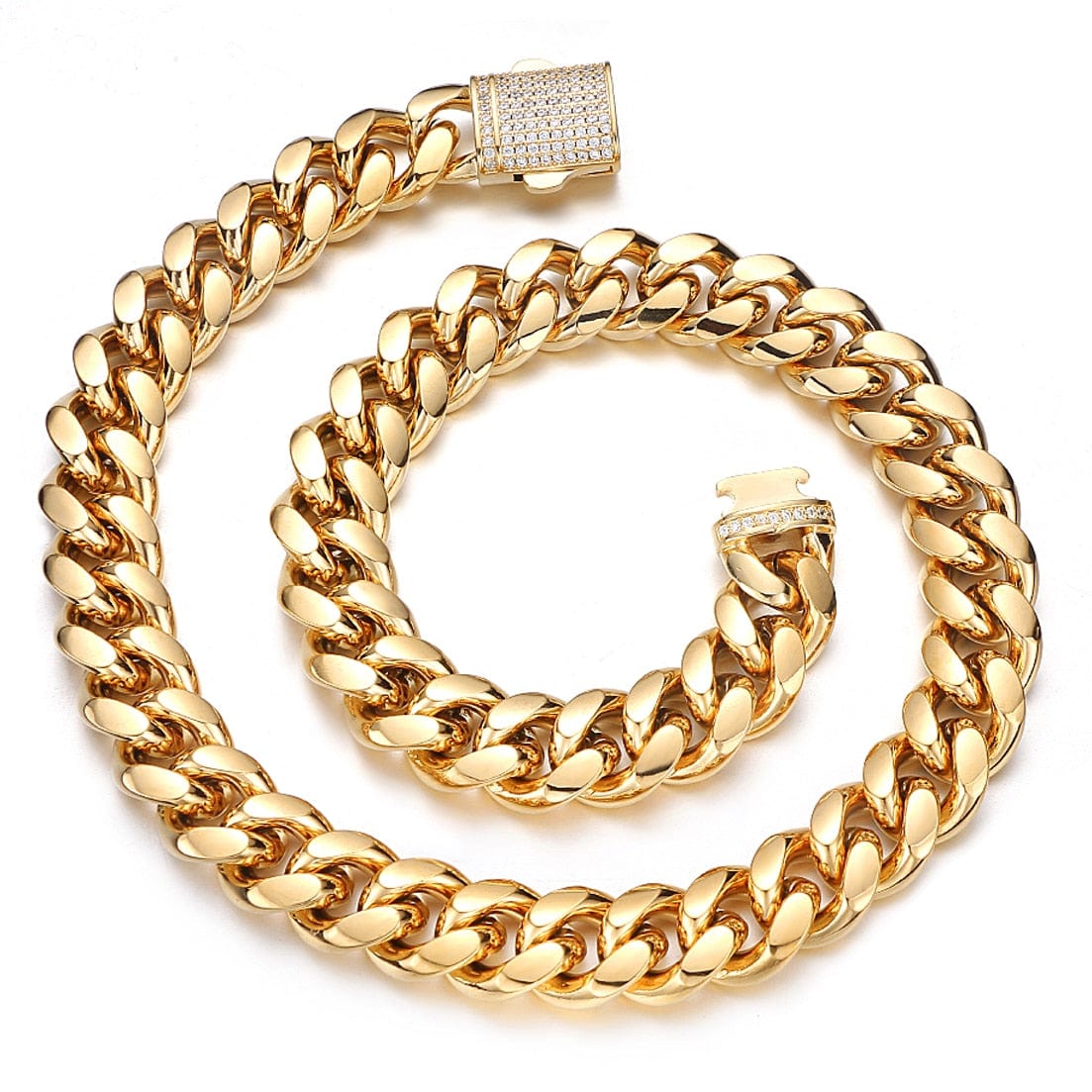 Gold Miami Cuban Link Chain Necklace For Men Or Unisex - 6mm/8mm/10mm/12mm/14mm