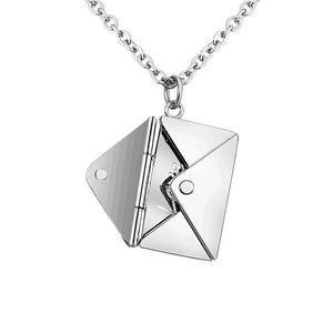 Envelope Locket Necklace with Personalized Engraved Note Inside