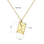 Envelope Locket Necklace with Personalized Engraved Note Inside