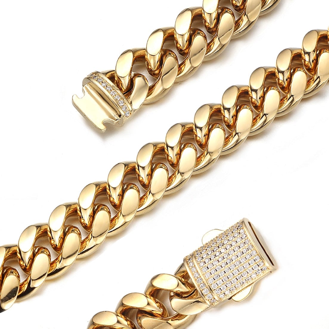 Gold Miami Cuban Link Chain Necklace For Men Or Unisex - 6mm/8mm/10mm/12mm/14mm