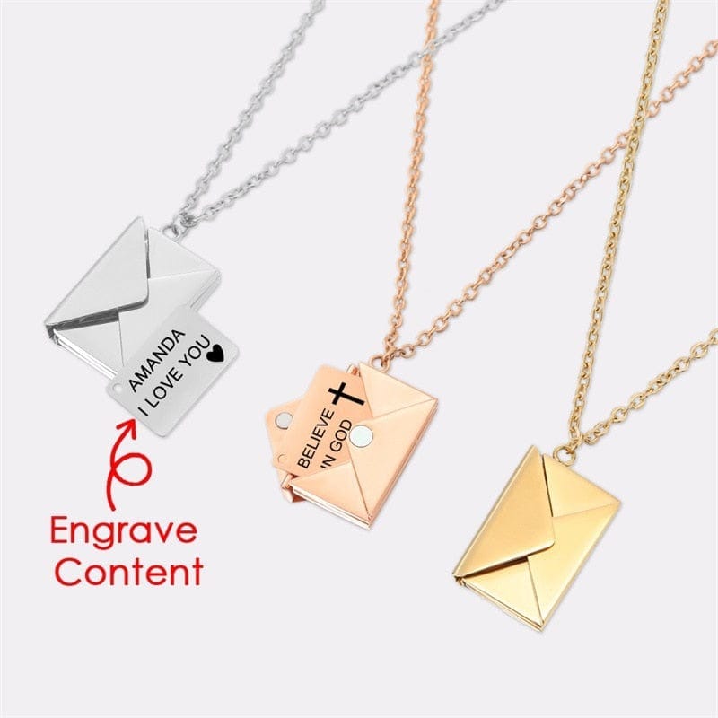 envelope necklace with note inside