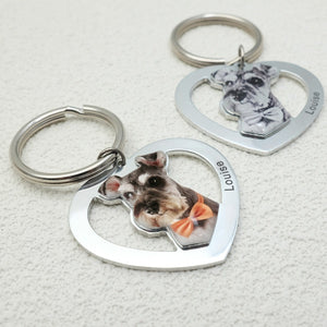 Custom Pet Heart Photo Keychain For Cats Or Dogs
