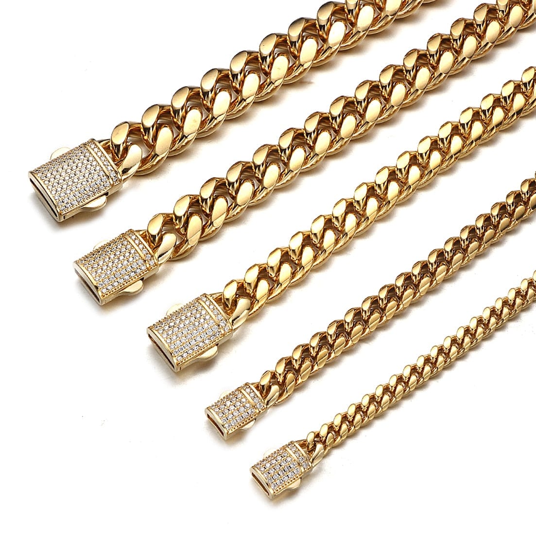 Gold Miami Cuban Link Chain Necklace For Men Or Unisex - 6mm/8mm/10mm/12mm/14mm