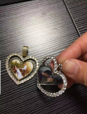 Custom Rotating Double-sided Heart Picture Pendant Necklace