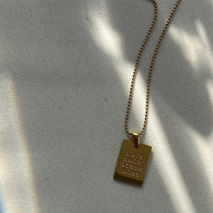 Engraved Mantra Dog Tag Pendant Necklace