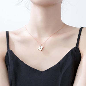 Envelope Locket Necklace with Personalized Engraved Note Inside