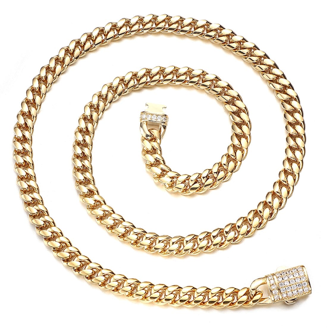 Gold Men's Miami Curb Cuban Link Necklace - 6mm/8mm/10mm/12mm/14mm ...