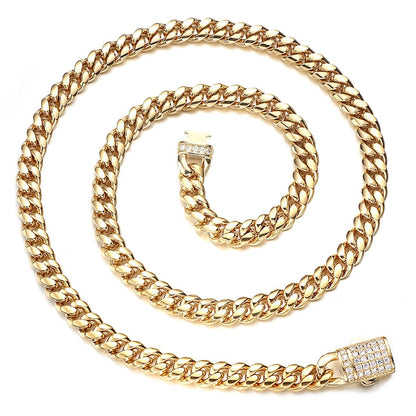 Gold Miami Cuban Link Chain Necklace For Men Or Unisex - 6mm/8mm/10mm/12mm/14mm