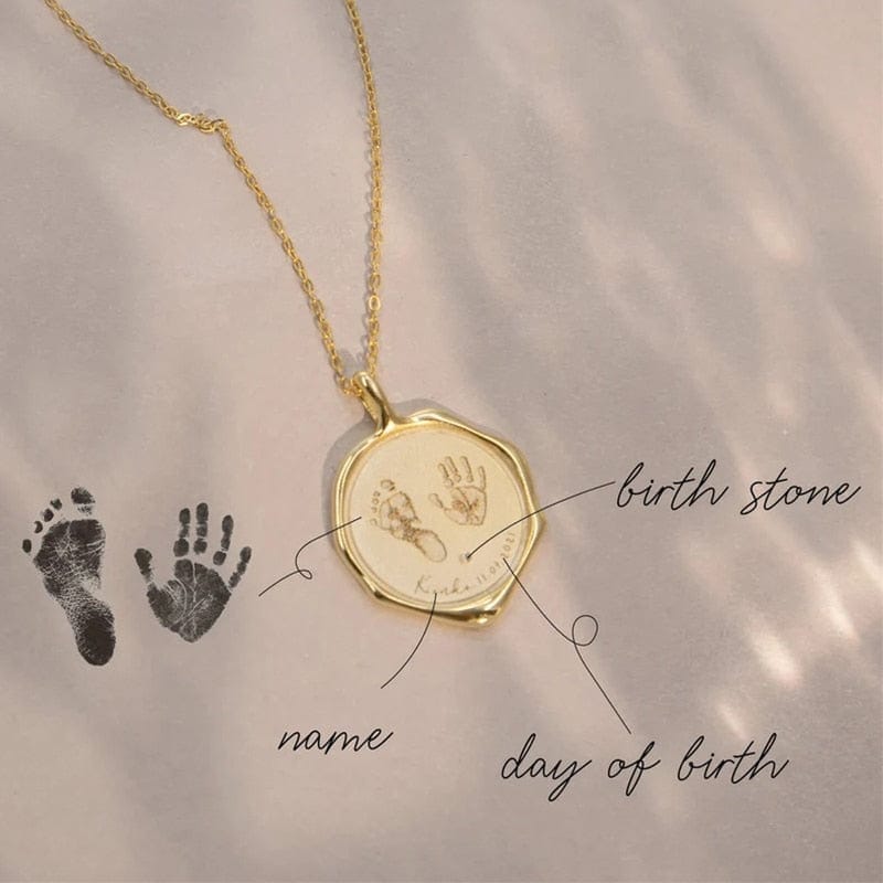 Gold baby feet pendant Necklace