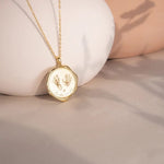 Collar De Huella De Recién Nacido Grabado Personalizado En Oro Con Piedra De Nacimiento