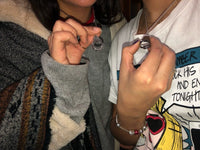 2 Piece BFF Necklaces: "Partners In Crime" Silver Hand Cuffs Necklace Set For Best Friends
