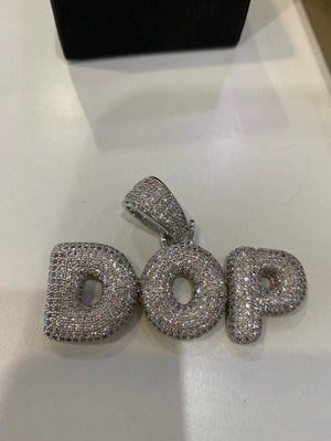 Bubble Letter Style Custom Name Pendant Necklace & AAA Zircon Diamonds