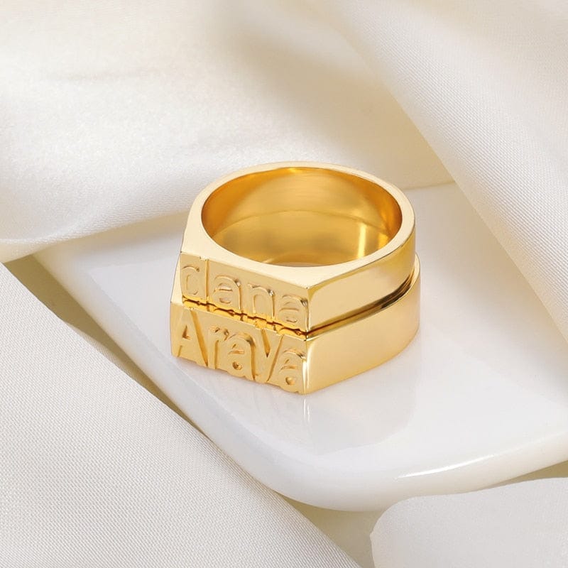 Custom Unisex Name Ring With Embossed Lettering