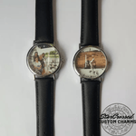 Custom Unisex Watch With Leather Band - Personalize With Photo/Logo/Text
