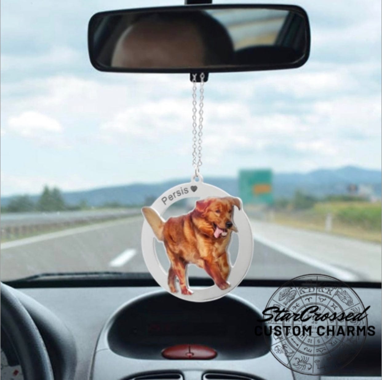 Adorno colgante personalizado para coche con foto de mascota