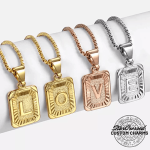 Square Initial Pendant Necklace