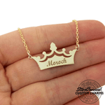 Custom Engraved Crown Name Pendant Necklace