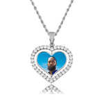 Collar con colgante de imagen de corazón de doble cara giratorio personalizado