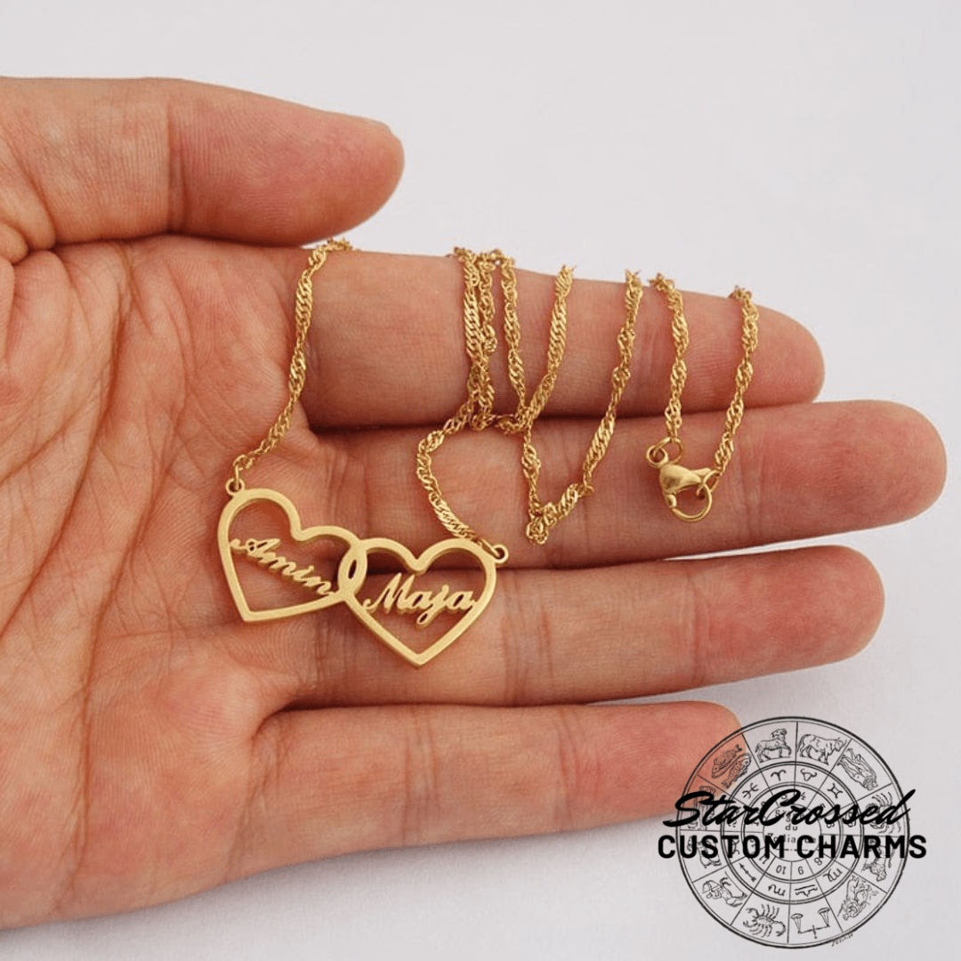 Siamese Hearts Custom Name Necklace