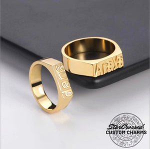 Custom Unisex Name Ring With Embossed Lettering