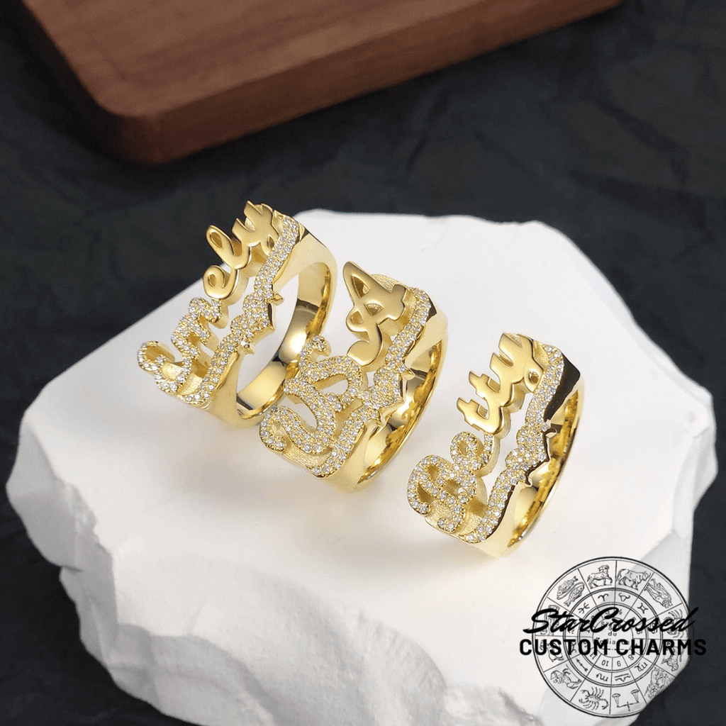 Custom 3D Name Ring | 925 Silver & Czech Crystals