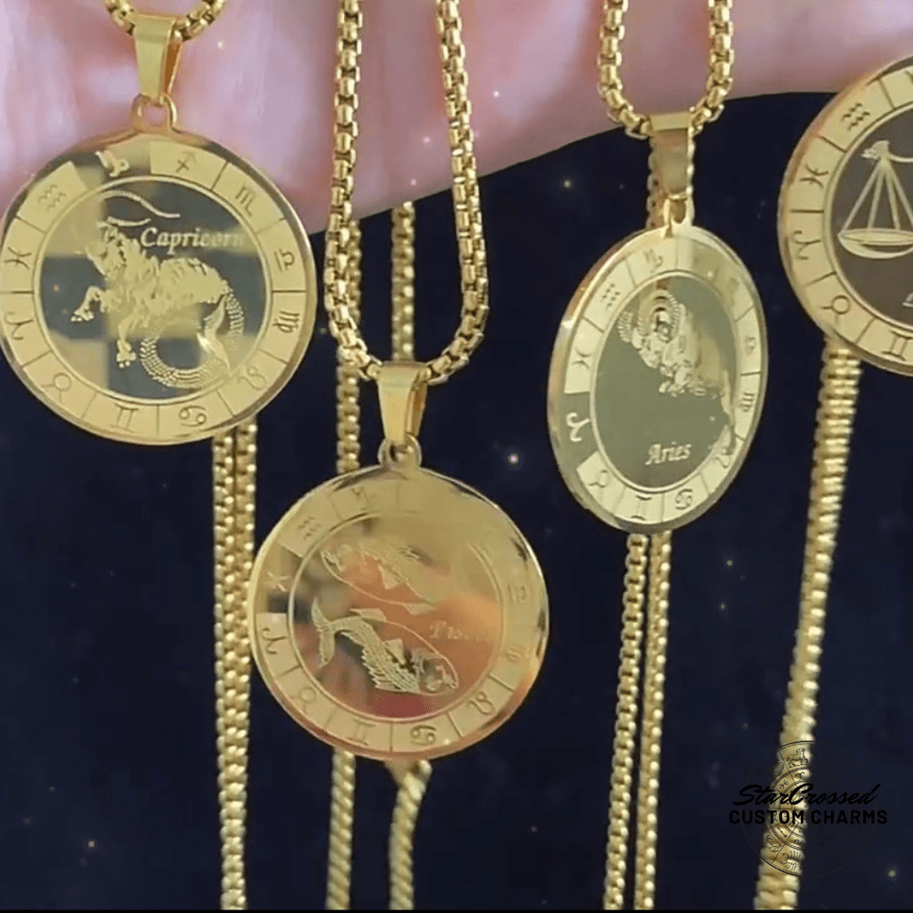12 Constellation Disc Style Zodiac Pendant Necklace