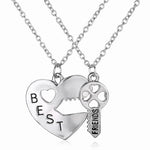 Collares con colgante de llave y corazón de amistad de 2 piezas