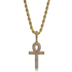 Collar con colgante de cruz Ankh egipcia con circonitas AAA - Oro, Plata 