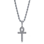 Collar con colgante de cruz Ankh egipcia con circonitas AAA - Oro, Plata 