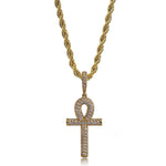 Collar con colgante de cruz Ankh egipcia con circonitas AAA - Oro, Plata 