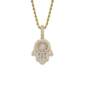 3D Layered Hamsa Hand Pendant & Necklace (Gold, Rose Gold & White Gold)