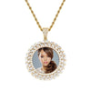 Gold Custom Photo Pendant With Roman Leaf Setting