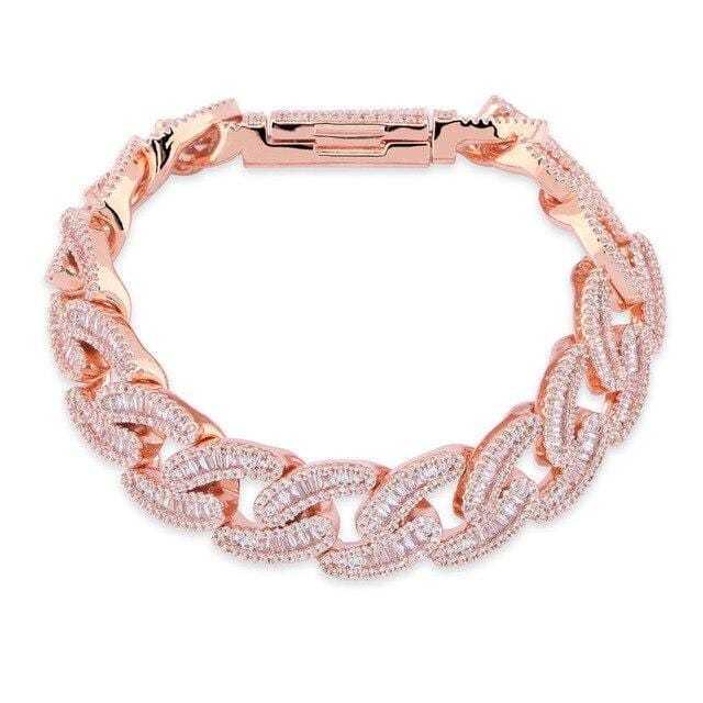 Men's 14mm Miami Cuban Link Bracelet With AAA Baguette CZ