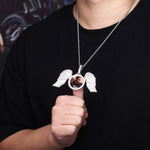 "Gabriels Wings" Custom Photo Pendant Necklace With Long Wings
