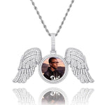 "Gabriels Wings" Custom Photo Pendant Necklace With Long Wings