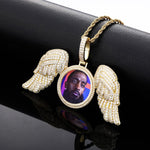 "Gabriels Wings" Custom Photo Pendant Necklace With Long Wings