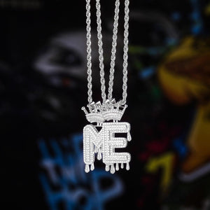 Crowned Drip Initial Necklace & Pendant