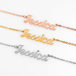 Custom Frosted Cursive Script Name Pendant Necklace