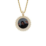 Colgante y collar con foto personalizada con marco de eslabones cubanos: oro, oro rosa, oro blanco 