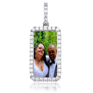 Collar con colgante de imagen de placa de identificación personalizada con espalda sólida