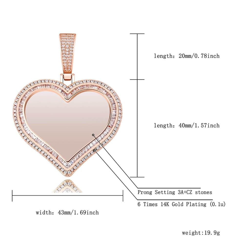 Double Layered Heart Shaped Picture Pendant Necklace