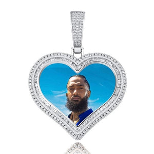 Double Layered Heart Picture Pendant - Gold, Rose Gold, White Gold