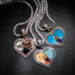 Double Layered Heart Picture Pendant - Gold, Rose Gold, White Gold