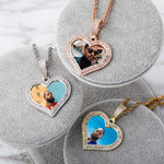 Double Layered Heart Picture Pendant - Gold, Rose Gold, White Gold