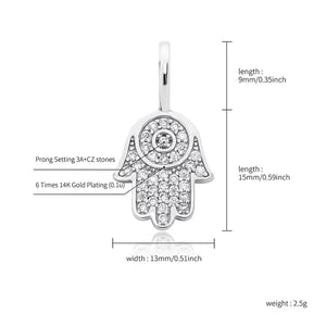 Hamsa Hand Of Fatima Pendant - 100% 925 Sterling Silver