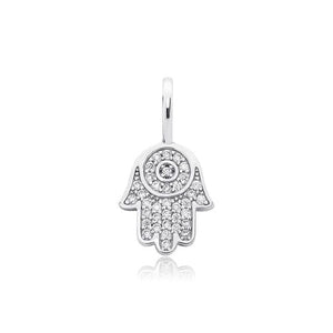 Hamsa Hand Of Fatima Pendant - 100% 925 Sterling Silver