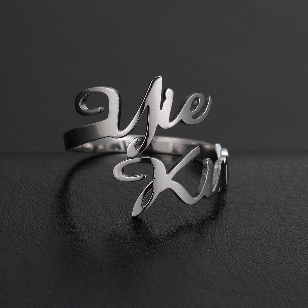 "Eternal Bonds" Personalized Adjustable Double Name Ring