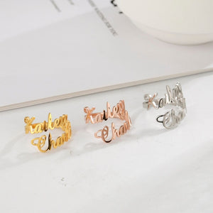 "Eternal Bonds" Personalized Adjustable Double Name Ring