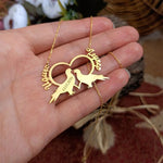 Collar personalizado de pájaros del amor con dos nombres para pareja