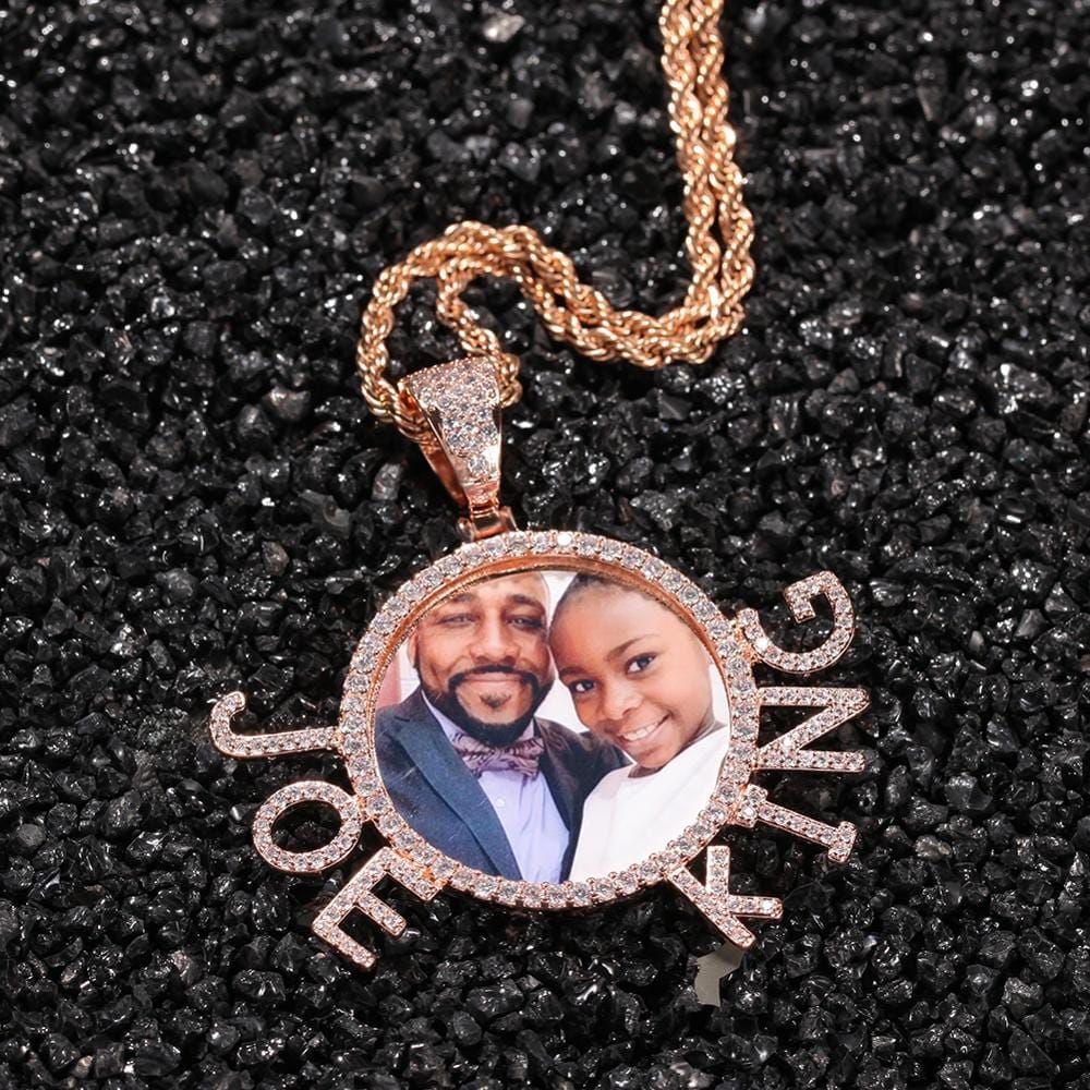 Custom Picture Pendant Necklace With Name Or Text